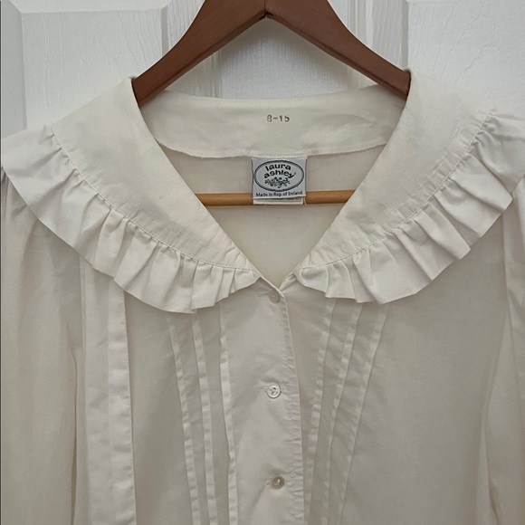 Vintage Laura Ashley White Cream Blouse with Ruffle Detail Made in Ireland - Picture 3 of 6